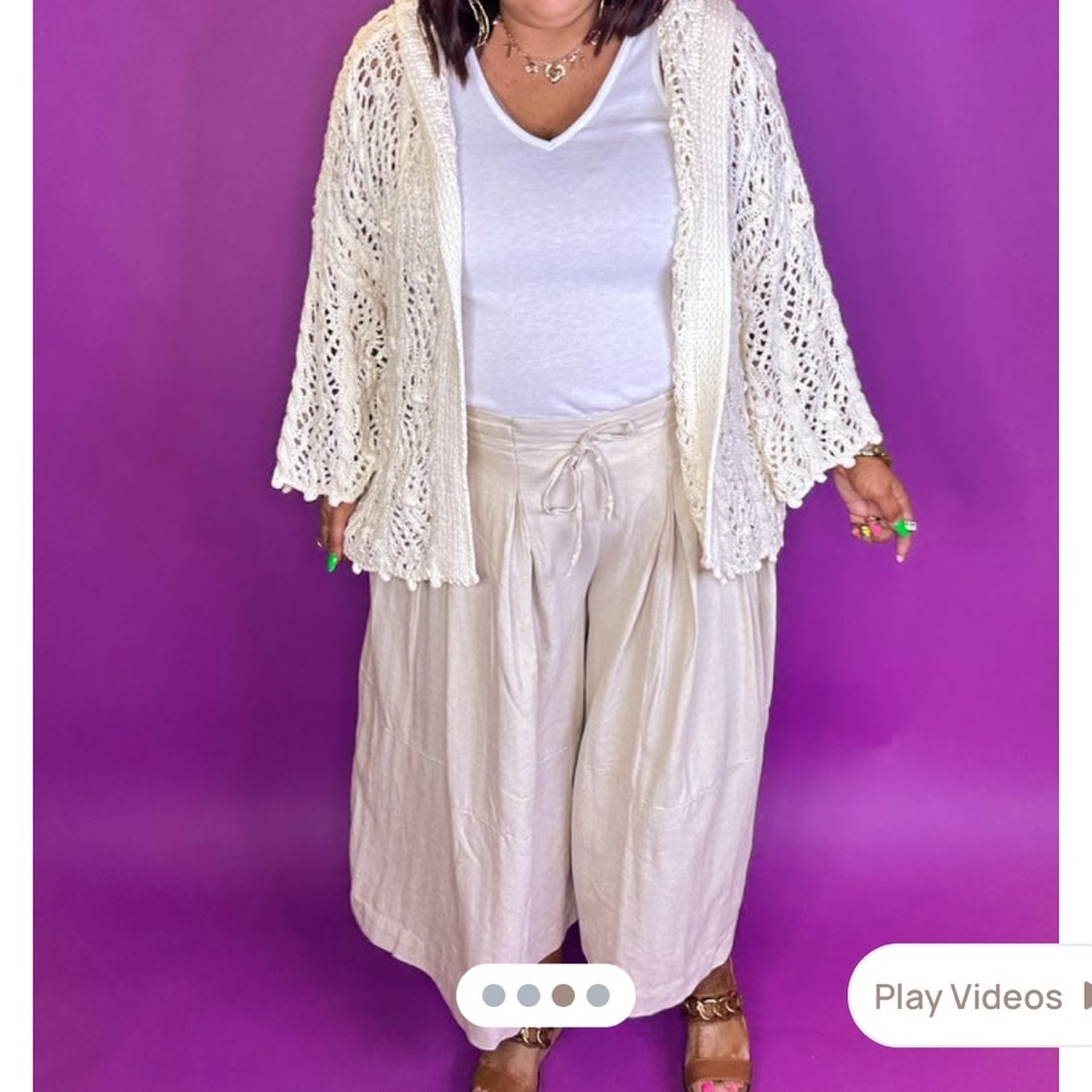 OLI & HALI Cream Wide-Leg Culotte Slacks